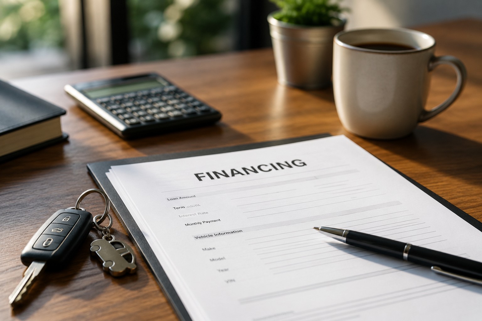 Vehicle financing paperwork and keys