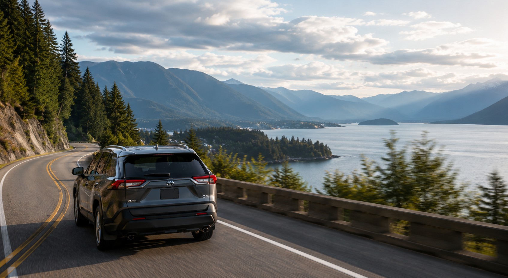 Vehicle on a coastal British Columbia highway